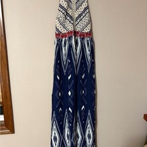 Fringe Studio Navy, White and Red Patterned Dress size M bohemian